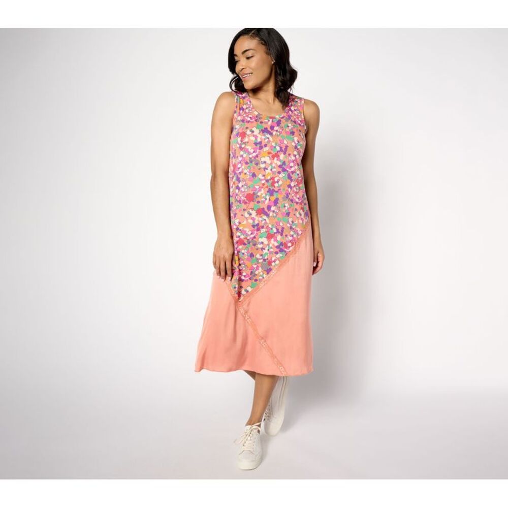 Fashion Women's Petite Dress PL Mixed Media Printed Multi-colored
